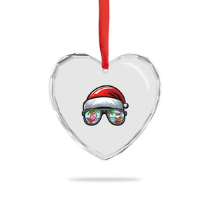 Funny Santa Sunglasses Heart Crystal Glass Ornament Beach Christmas Vacation Graphic