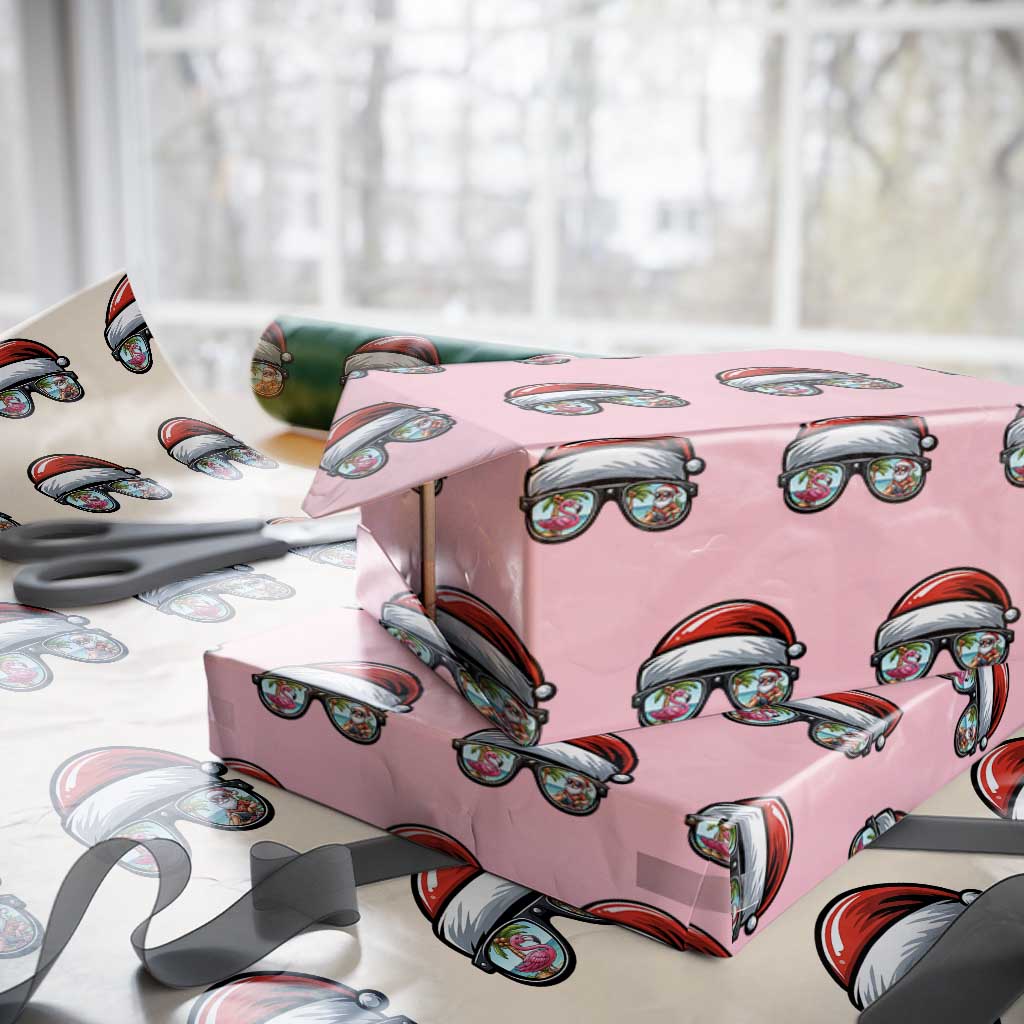 Funny Santa Sunglasses Wrapping Paper Roll Beach Christmas Vacation Graphic