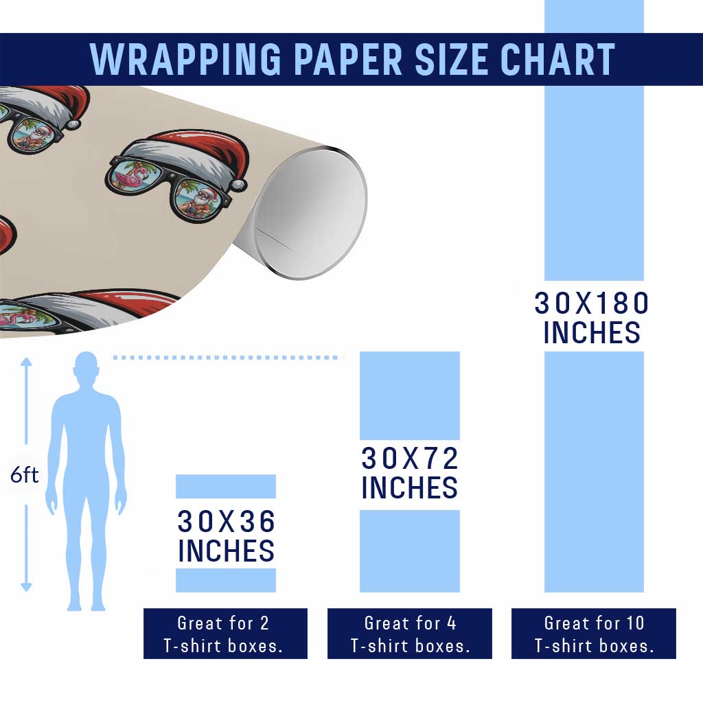 Funny Santa Sunglasses Wrapping Paper Roll Beach Christmas Vacation Graphic
