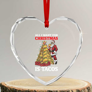 Funny Santa Taco Heart Crystal Glass Ornament All I Want For Christmas Is Taco TS14 Transparent Glass 3'' Heart Print Your Wear