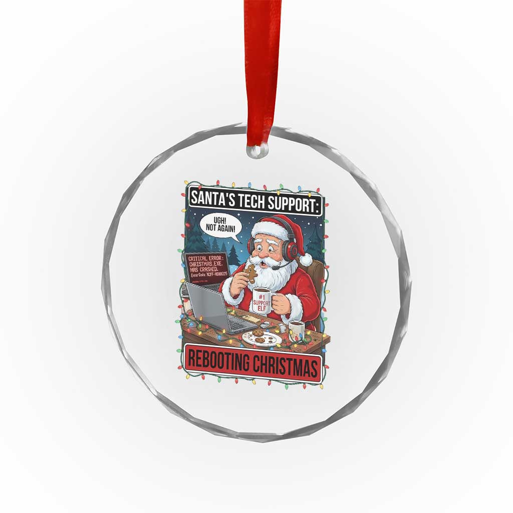 Funny Santa Tech Support Christmas Crystal Glass Ornament Rebooting Christmas Geek Humor Gift TS02 Print Your Wear