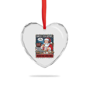 Funny Santa Tech Support Christmas Heart Crystal Glass Ornament Rebooting Christmas Geek Humor Gift TS02 Print Your Wear