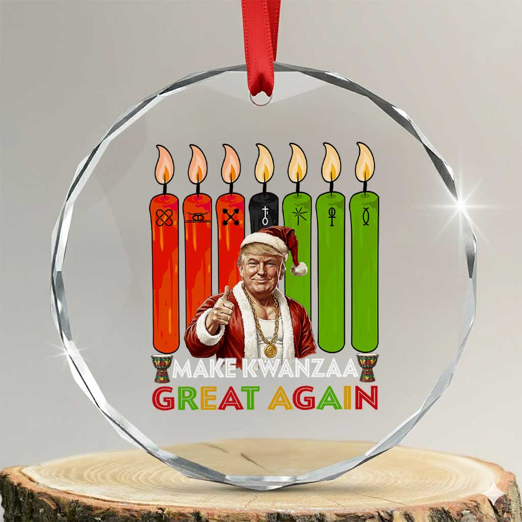 Funny Santa Trump Crystal Glass Ornament Make Kwanzaa Great Again African Heritage Gift - Print Your Wear