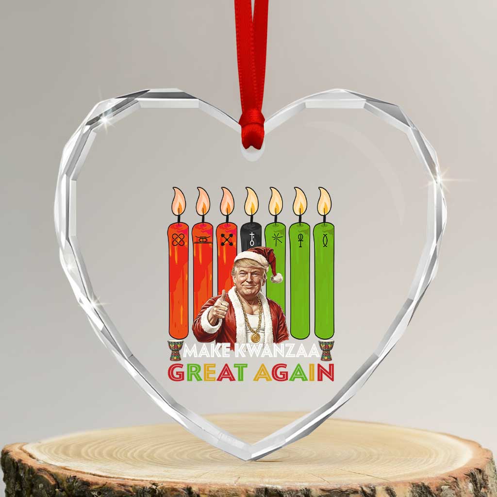 Funny Santa Trump Heart Crystal Glass Ornament Make Kwanzaa Great Again African Heritage Gift - Print Your Wear