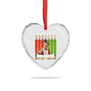Funny Santa Trump Heart Crystal Glass Ornament Make Kwanzaa Great Again African Heritage Gift - Print Your Wear