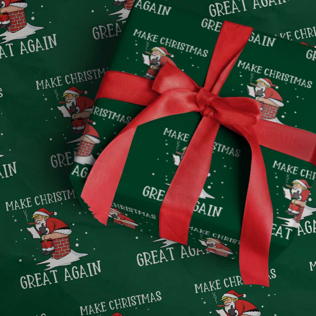 Funny Santa Trump Wrapping Paper Roll Make Christmas Great Again TS14 Green Print Your Wear