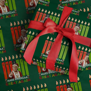Funny Santa Trump Wrapping Paper Roll Make Kwanzaa Great Again African Heritage Gift - Print Your Wear