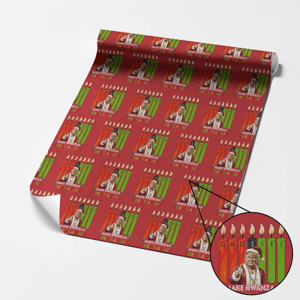 Funny Santa Trump Wrapping Paper Roll Make Kwanzaa Great Again African Heritage Gift - Print Your Wear