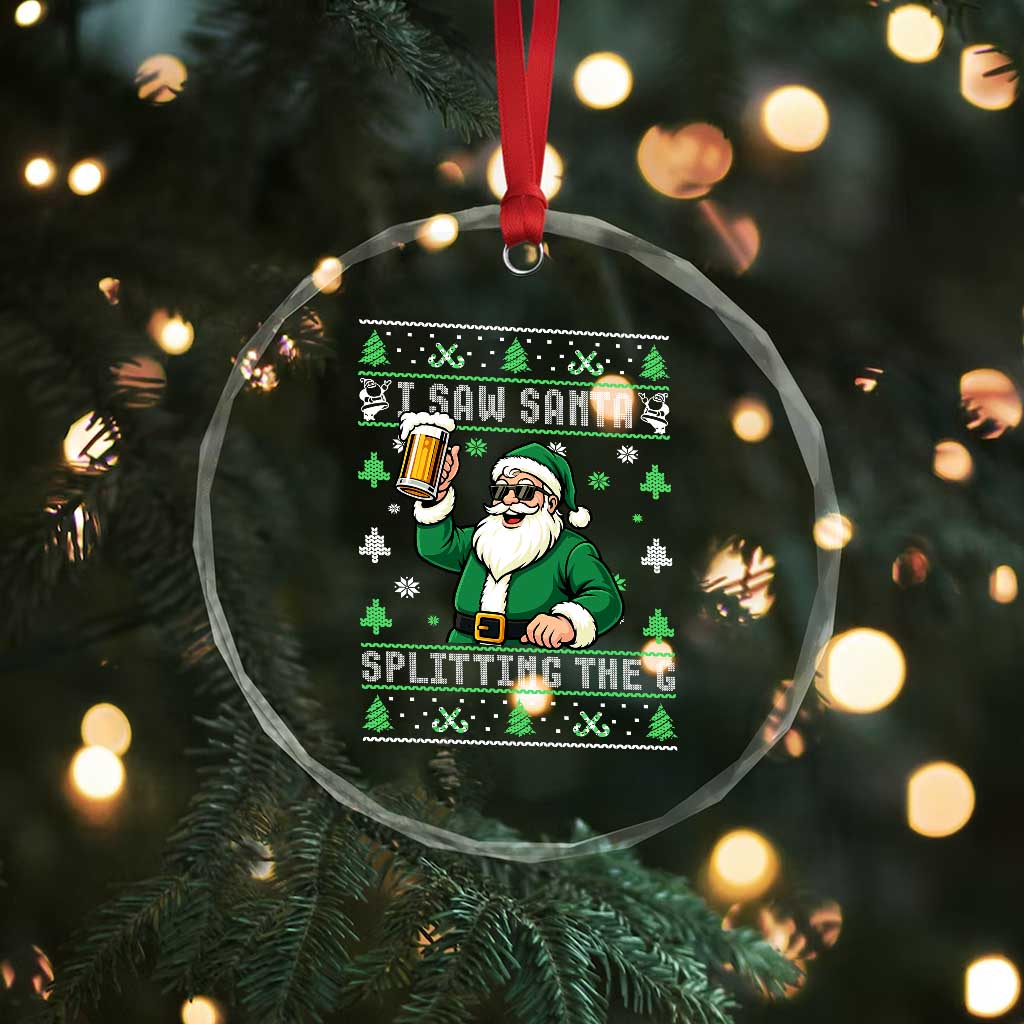 Funny Santa Ugly Christmas Crystal Glass Ornament Drinking Beer Splitting G Inappropriate Adult Humor TS10 Print Your Wear