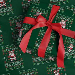 Funny Santa Ugly Christmas Wrapping Paper Roll I Got Hos in Different Area Codes TS10 Green Print Your Wear