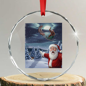 Funny Santa With Bigfoot Selfie Christmas Crystal Glass Ornament TS14 Transparent Glass 3'' Circle Print Your Wear
