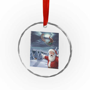 Funny Santa With Bigfoot Selfie Christmas Crystal Glass Ornament TS14 Print Your Wear