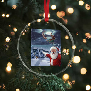 Funny Santa With Bigfoot Selfie Christmas Crystal Glass Ornament TS14 Print Your Wear