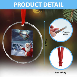Funny Santa With Bigfoot Selfie Christmas Crystal Glass Ornament TS14 Print Your Wear