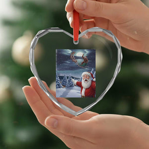 Funny Santa With Bigfoot Selfie Christmas Heart Crystal Glass Ornament TS14 Print Your Wear