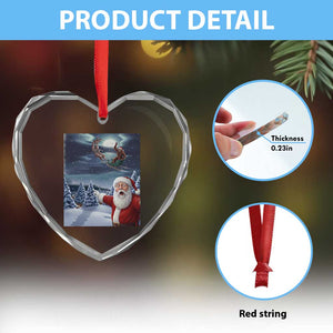Funny Santa With Bigfoot Selfie Christmas Heart Crystal Glass Ornament TS14 Print Your Wear