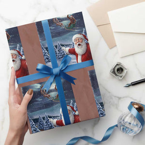 Funny Santa With Bigfoot Selfie Christmas Wrapping Paper Roll TS14 Mocha Print Your Wear