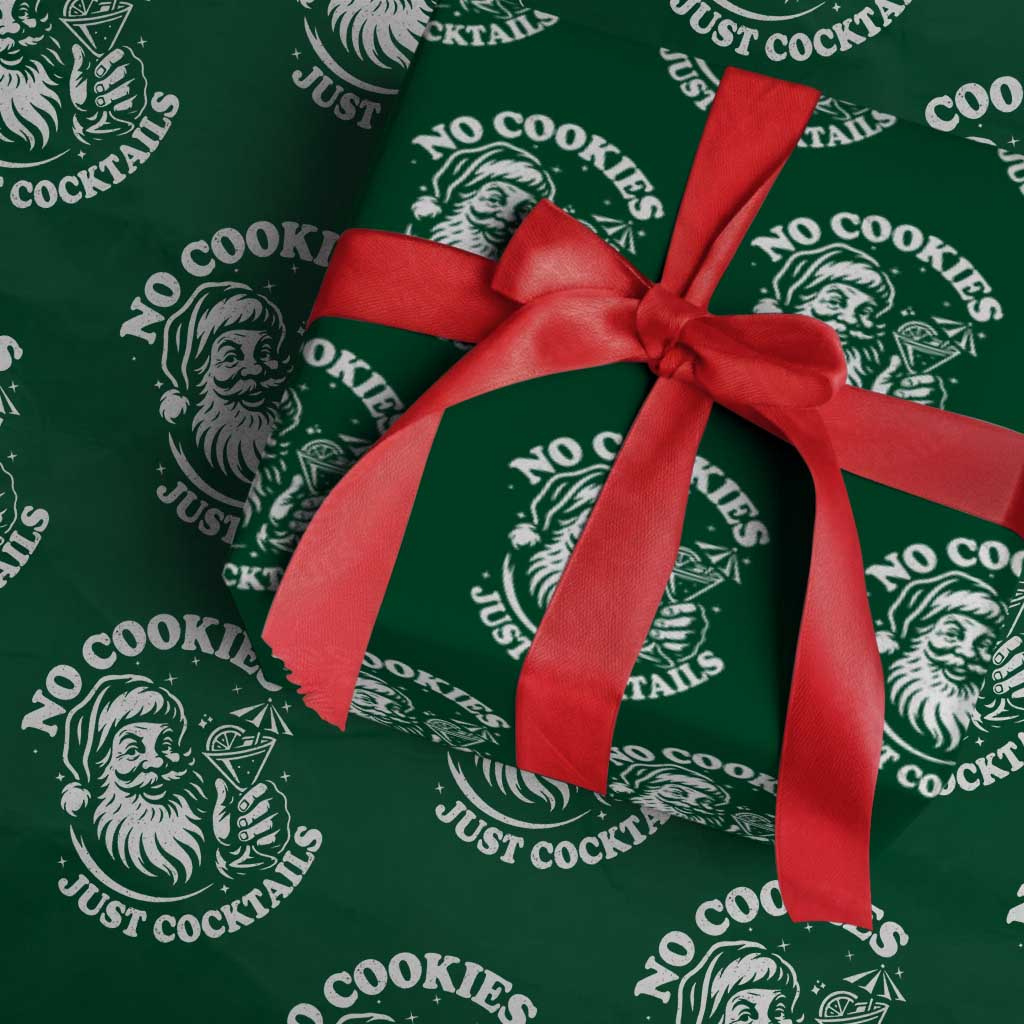 Funny Santa Xmas In July Wrapping Paper Roll No Cookies Just Cocktails Summer Xmas TS10 Green Print Your Wear