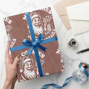 Funny Santa Xmas In July Wrapping Paper Roll No Cookies Just Cocktails Summer Xmas TS10 Mocha Print Your Wear