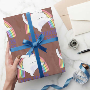 Funny Sarcastic Cat Wrapping Paper Roll Kick Today In The Dick Pastel Rainbow TS02 Mocha Print Your Wear