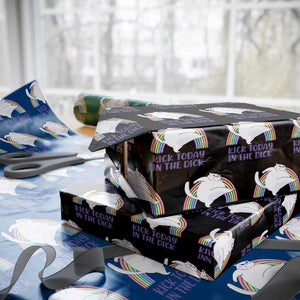 Funny Sarcastic Cat Wrapping Paper Roll Kick Today In The Dick Pastel Rainbow TS02 Black Print Your Wear