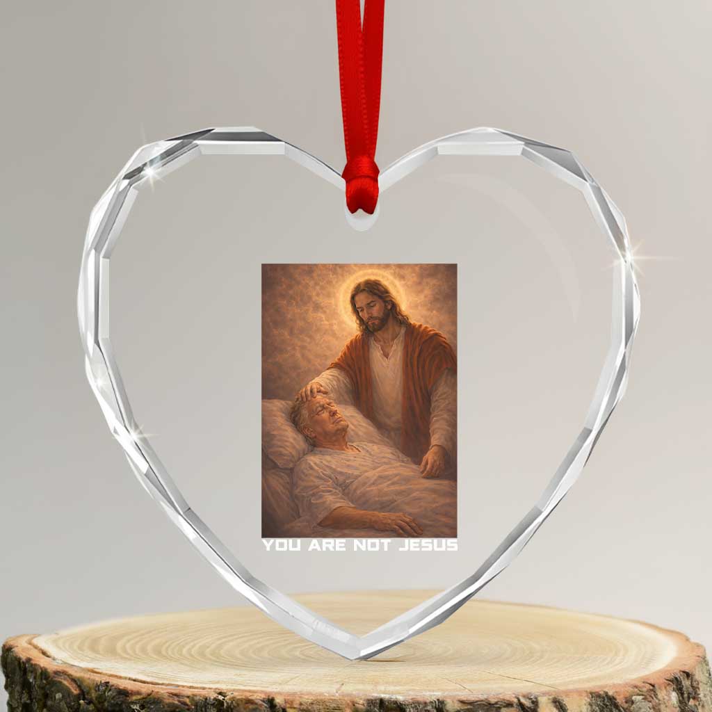 Funny Sarcastic Political Satire Heart Crystal Glass Ornament You Are Not Jesus TS12 Transparent Glass 3'' Heart Print Your Wear