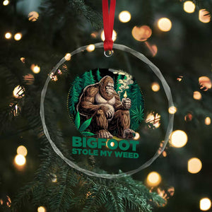 Funny Sasquatch Marijuana Crystal Glass Ornament Bigfoot Stole My Weed Vintage 420 TS02 Print Your Wear
