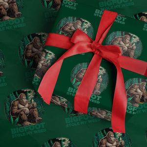 Funny Sasquatch Marijuana Wrapping Paper Roll Bigfoot Stole My Weed Vintage 420 TS02 Green Print Your Wear