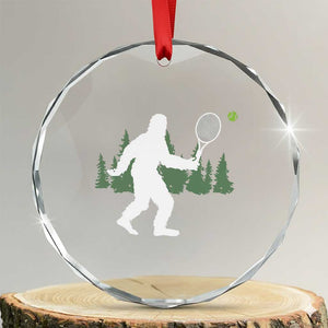 Funny Sasquatch Tennis Player Crystal Glass Ornament Folklore Cryptid Gift TS12 Transparent Glass 3'' Circle Print Your Wear