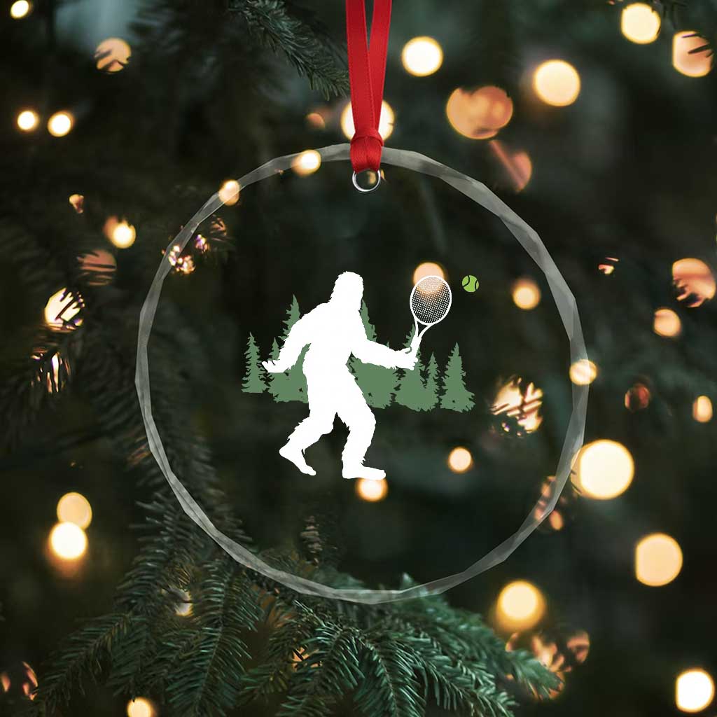 Funny Sasquatch Tennis Player Crystal Glass Ornament Folklore Cryptid Gift TS12 Print Your Wear