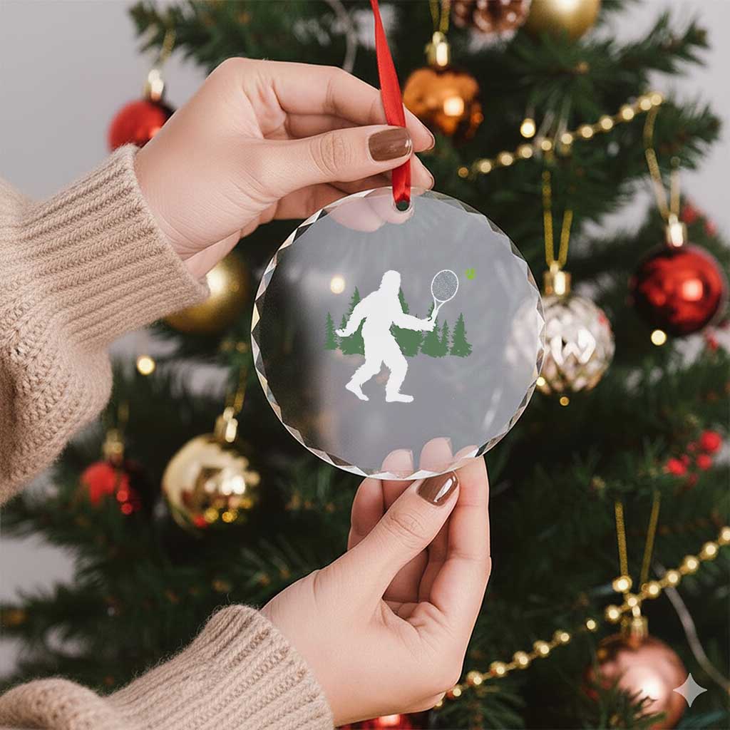 Funny Sasquatch Tennis Player Crystal Glass Ornament Folklore Cryptid Gift TS12 Print Your Wear