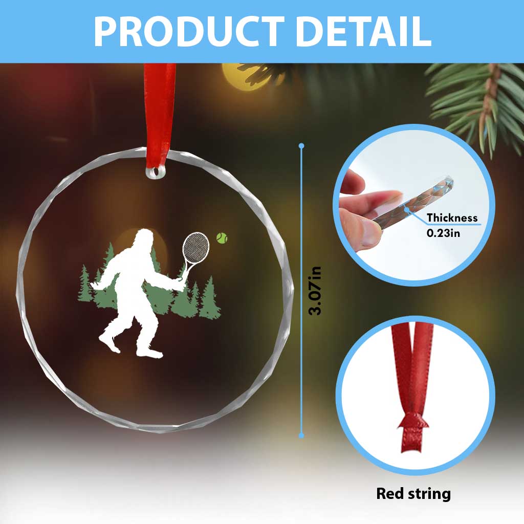 Funny Sasquatch Tennis Player Crystal Glass Ornament Folklore Cryptid Gift TS12 Print Your Wear