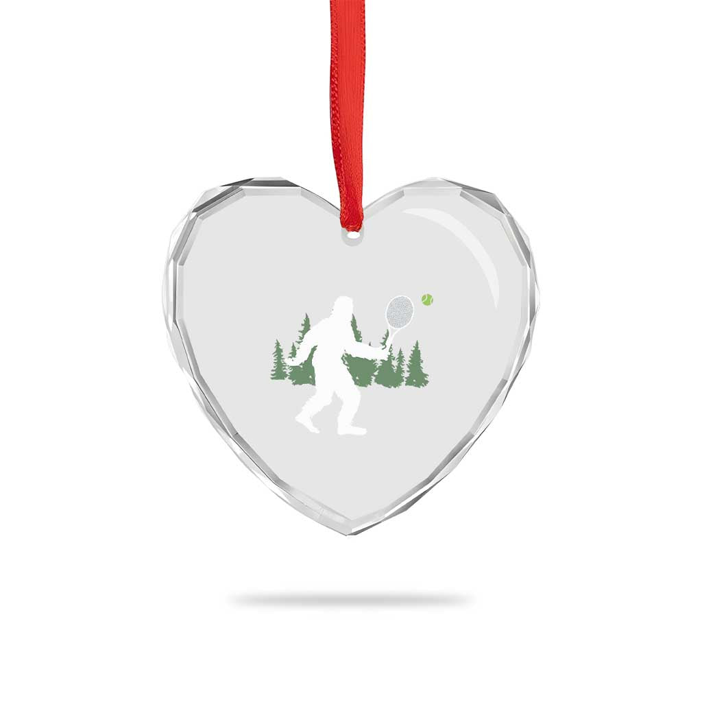 Funny Sasquatch Tennis Player Heart Crystal Glass Ornament Folklore Cryptid Gift TS12 Print Your Wear