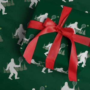 Funny Sasquatch Tennis Player Wrapping Paper Roll Folklore Cryptid Gift TS12 Green Print Your Wear