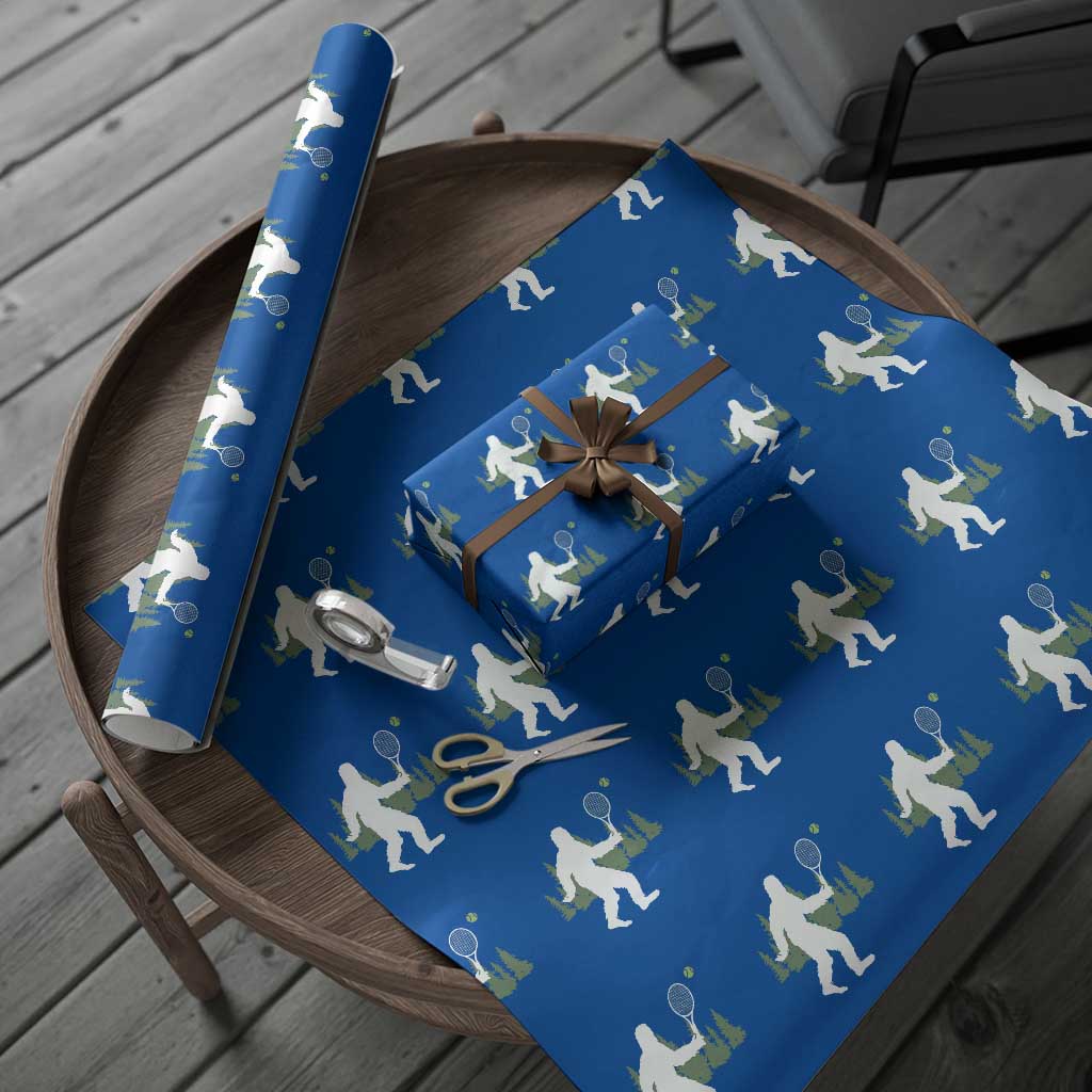 Funny Sasquatch Tennis Player Wrapping Paper Roll Folklore Cryptid Gift TS12 Blue Print Your Wear