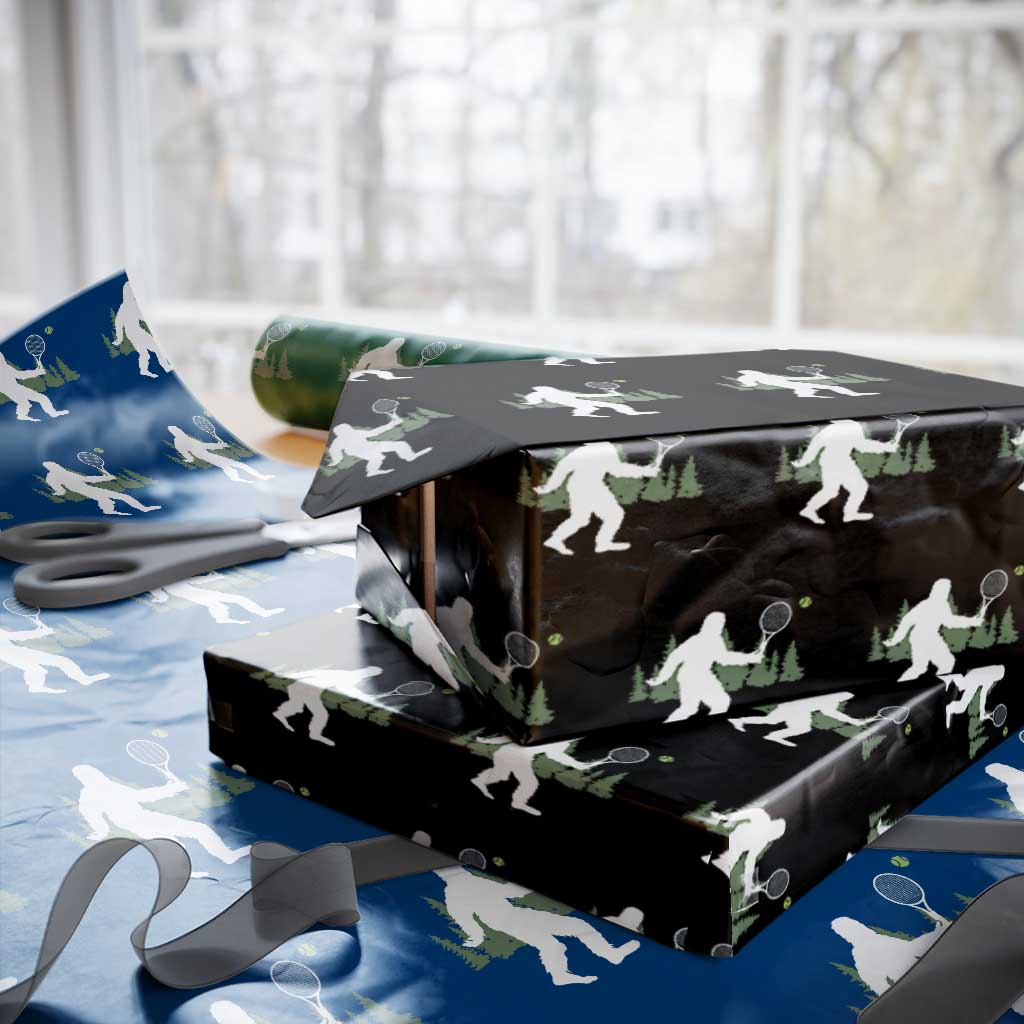 Funny Sasquatch Tennis Player Wrapping Paper Roll Folklore Cryptid Gift TS12 Black Print Your Wear