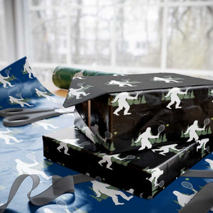 Funny Sasquatch Tennis Player Wrapping Paper Roll Folklore Cryptid Gift TS12 Black Print Your Wear