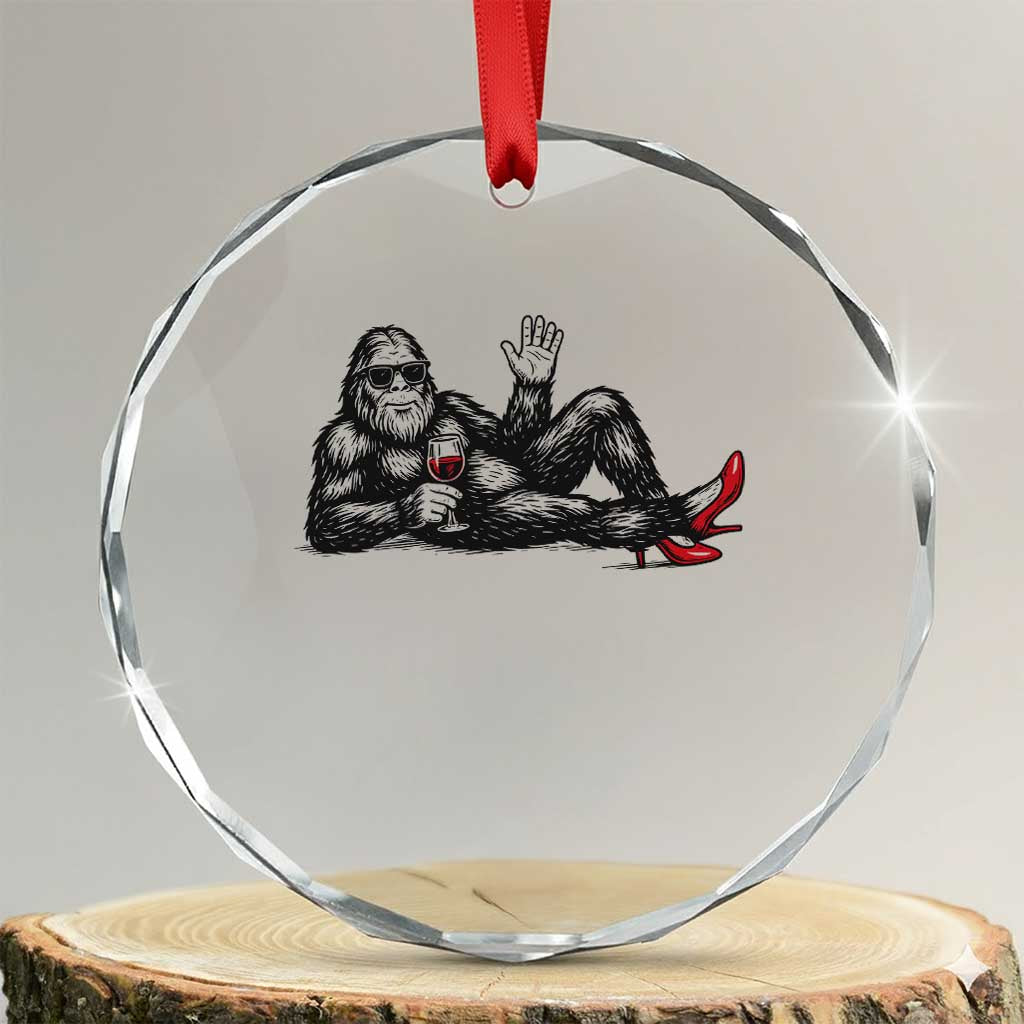 Funny Sassquatch Sexy Crystal Glass Ornament Bigfoot With Cocktail Party Humor TS12 Transparent Glass 3'' Circle Print Your Wear