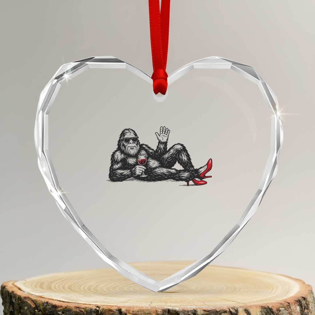 Funny Sassquatch Sexy Heart Crystal Glass Ornament Bigfoot With Cocktail Party Humor TS12 Transparent Glass 3'' Heart Print Your Wear