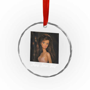 Funny Sassy Christian Doll Face Meme Crystal Glass Ornament Jesus Saw That