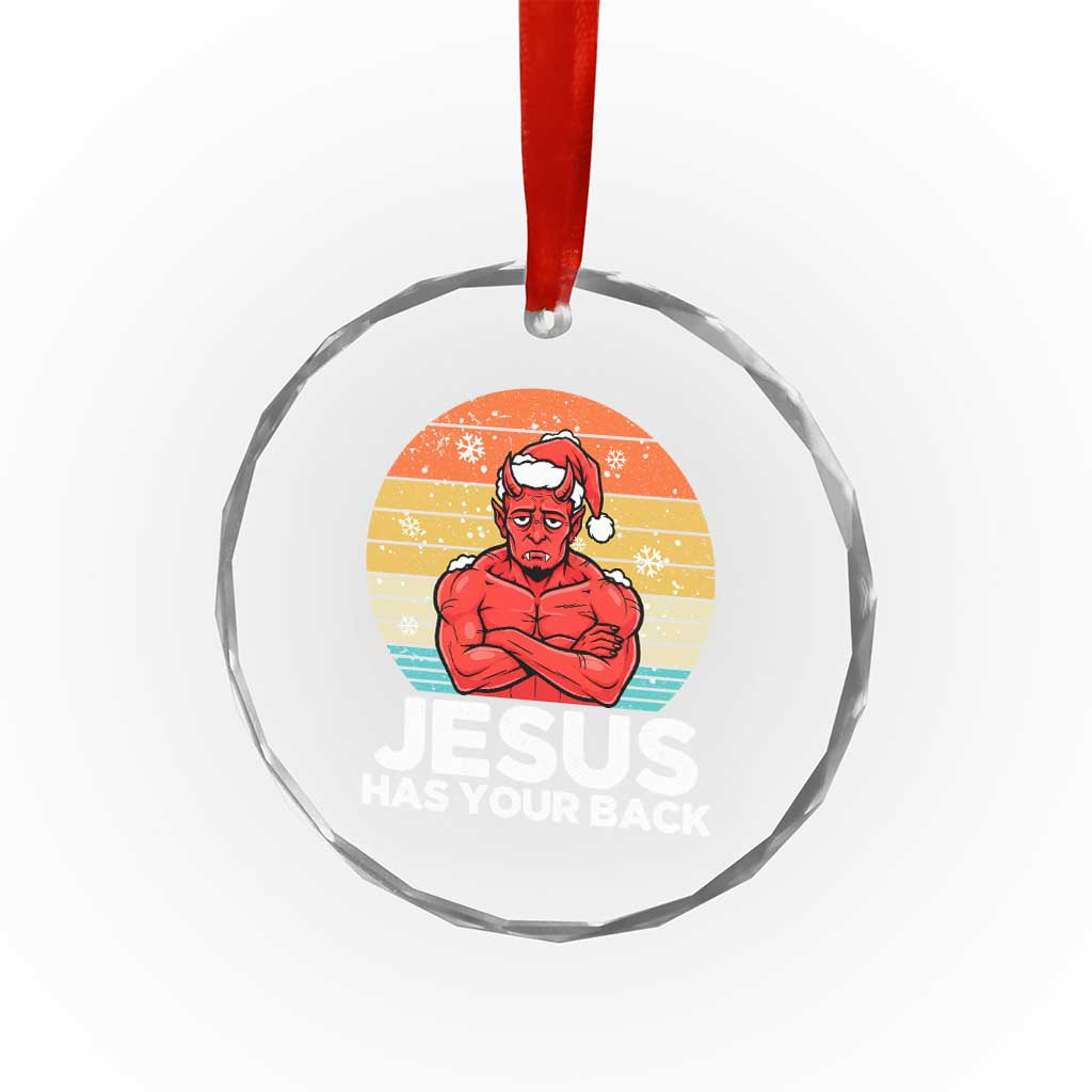 Funny Satan Christmas Crystal Glass Ornament Jesus Has Your Back TS14 Print Your Wear