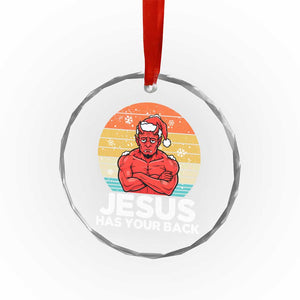 Funny Satan Christmas Crystal Glass Ornament Jesus Has Your Back TS14 Print Your Wear