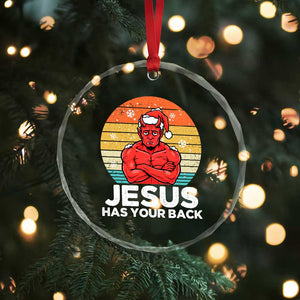 Funny Satan Christmas Crystal Glass Ornament Jesus Has Your Back TS14 Print Your Wear