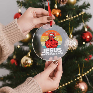 Funny Satan Christmas Crystal Glass Ornament Jesus Has Your Back TS14 Print Your Wear