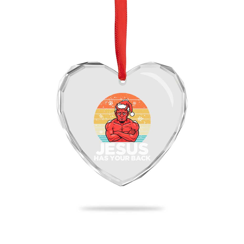 Funny Satan Christmas Heart Crystal Glass Ornament Jesus Has Your Back TS14 Print Your Wear