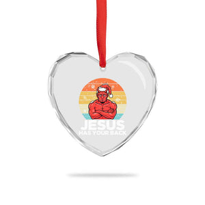 Funny Satan Christmas Heart Crystal Glass Ornament Jesus Has Your Back TS14 Print Your Wear