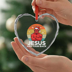 Funny Satan Christmas Heart Crystal Glass Ornament Jesus Has Your Back TS14 Print Your Wear