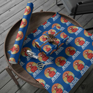 Funny Satan Christmas Wrapping Paper Roll Jesus Has Your Back TS14 Blue Print Your Wear