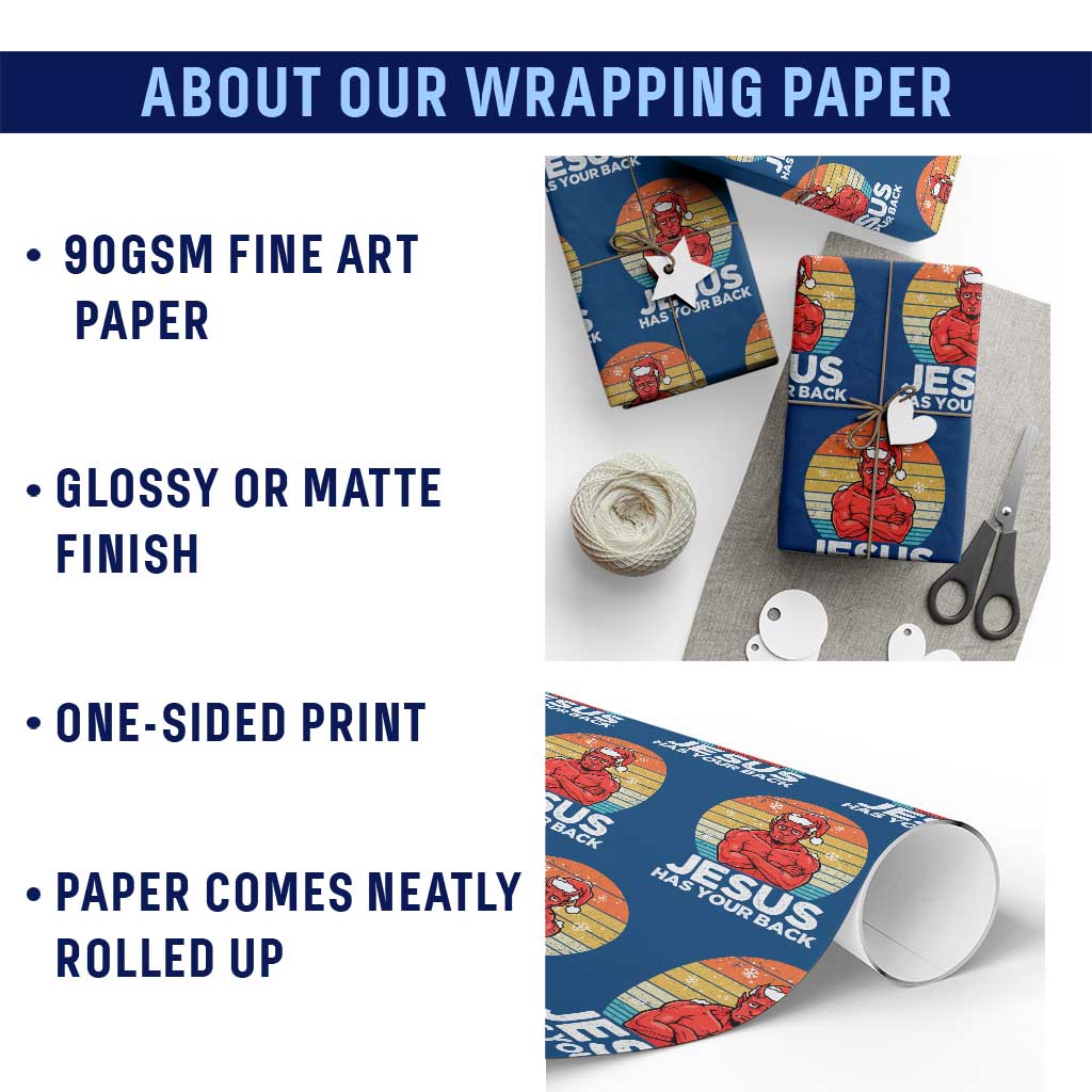 Funny Satan Christmas Wrapping Paper Roll Jesus Has Your Back TS14 Print Your Wear
