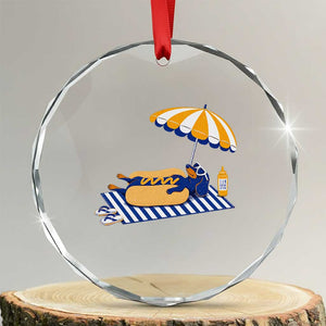Funny Sausage Dog Crystal Glass Ornament Retro Summer Hot Dog Graphic Dachshund Dog Lover Gift